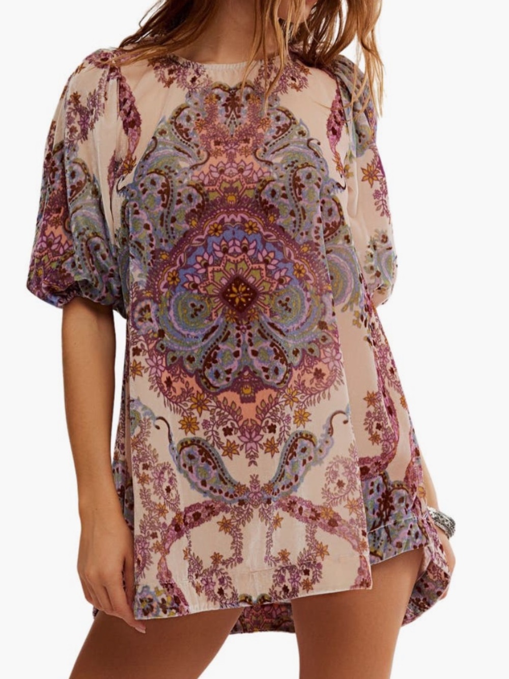 Free People
Maye Print Puff Sleeve Velvet Tunic